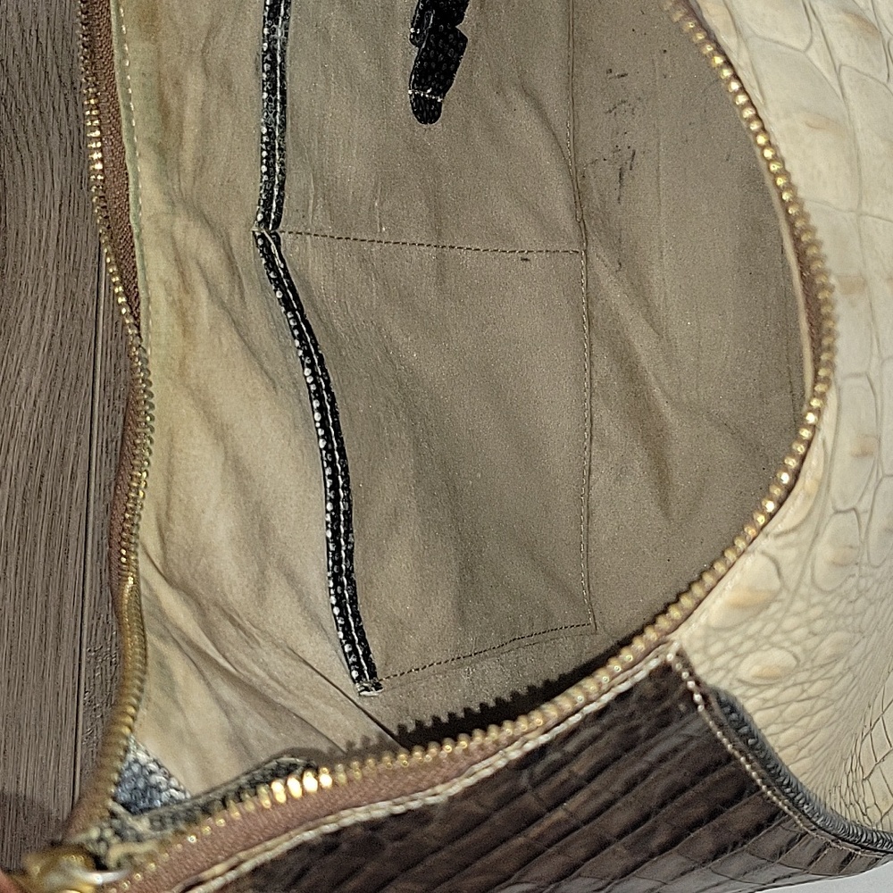 Brahmin  Color Block Croc Embossed Leather Hobo Shoulder Bag - Picture 8 of 14